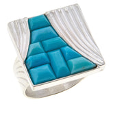 Jay King Campitos Turquoise Mosaic Inlay Sterling Silver Ring Size 7